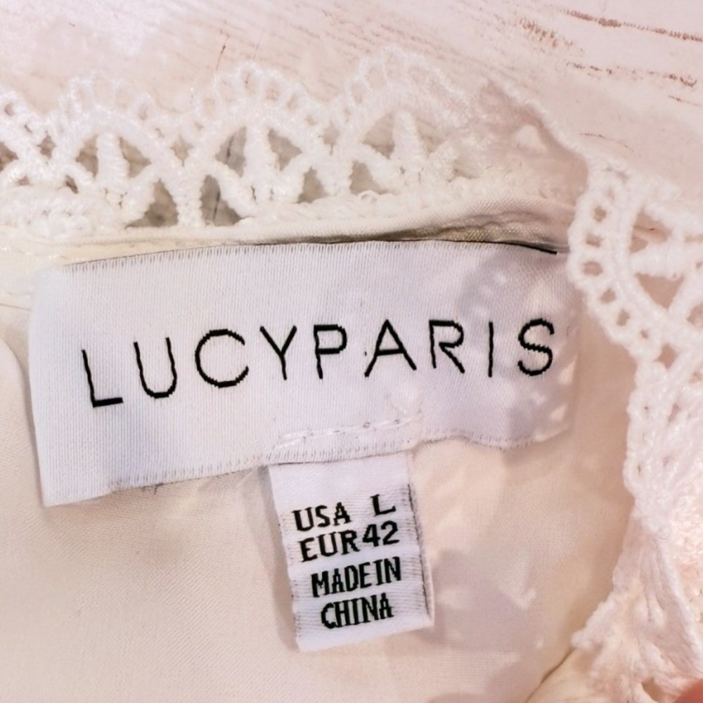 Lucy Paris White Lace Coquette Cottage Crop‎ Top Sleeveless L - Picture 4 of 12